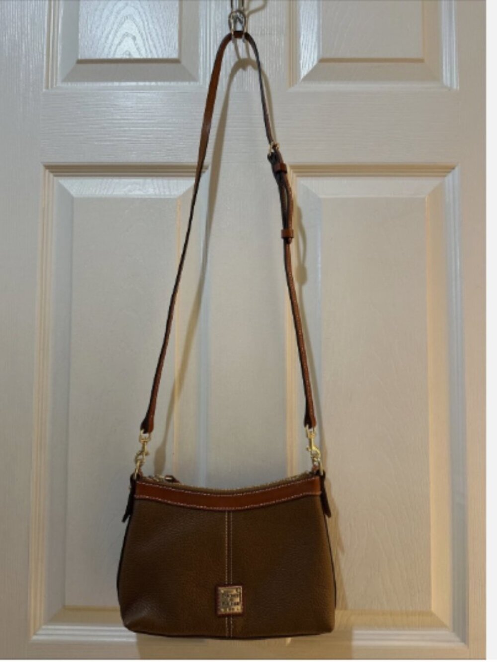 Dooney & Bourke Pebble Leather Crossbody Pouch-Bark-NEW-A639116